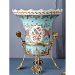 Ваза из голубого фарфора с рисунком птиц и цветов и декоративными элементами Blue Garden варинант исполнения - 7 | Loft Concept в Кирове