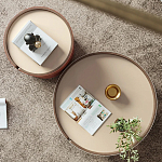 Круглый кофейный стол Baxter Leather Coffee Table варинант исполнения - 3 | Loft Concept в Кирове