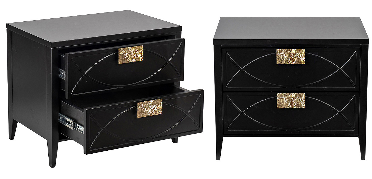 Тумба с 2-мя ящиками Amelie Black Nightstand Черная Тумба с 2-мя ящиками Amelie Black Nightstand Черная - Loft-Concept в Кирове