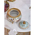 Шкатулка с крышкой из голубого фарфора с риунком птиц и цветов Blue Garden варинант исполнения - 4 | Loft Concept в Кирове