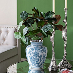 Ваза округлой формы белого цвета с синим растительным узором Blue & White Ornament  варинант исполнения - 4 | Loft Concept в Кирове