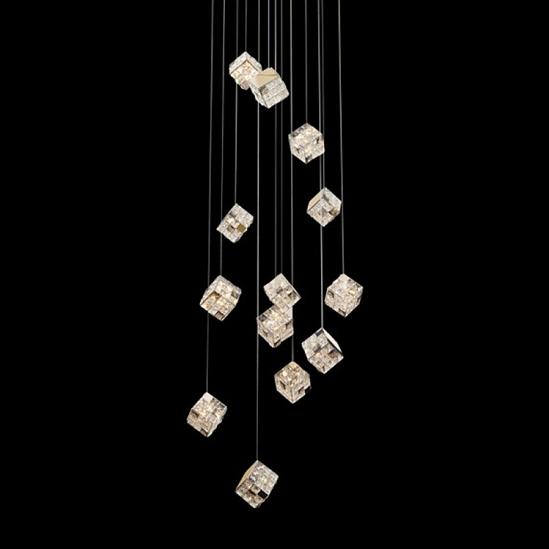 Люстра каскадная с мозаичным хрустальным оформлением Sparks of Crystal Прозрачный Хром Золотой Люстра каскадная с мозаичным хрустальным оформлением Sparks of Crystal Прозрачный Хром Золотой в Кирове | Loft Concept