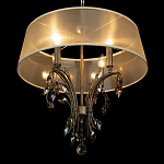 Люстра подвесная круглая с тканевым полупрозрачным абажуром и подвесками 4 лампы Gilded Elegance варинант исполнения - 5 | Loft Concept в Кирове