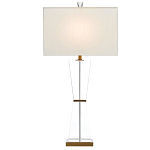 Настольная лампа с прозрачным корпусом и прямоугольным тканевым абажуром Charm and Luxury варинант исполнения - 2 | Loft Concept в Кирове