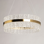 Люстра круглая золотого цвета с прозрачными рельефными стеклянными вставками Textured Glass Chandelier варинант исполнения - 4 | Loft Concept в Кирове