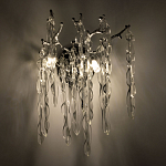 Бра цвета хром с ветвями и прозрачными стеклянными подвесками в виде вытянутых спиральных капель Droplet Chandelier варинант исполнения - 2 | Loft Concept в Кирове