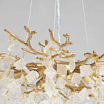 Люстра подвесная золотого цвета с декоративными ветвями и прозрачными рельефными подвесками FAIRYTREE Light варинант исполнения - 7 | Loft Concept в Кирове