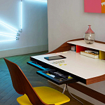 Письменный стол с 2-мя чёрными выдвижными ящиками и нишей с цветными разделителями Ballan варинант исполнения - 6 | Loft Concept в Кирове