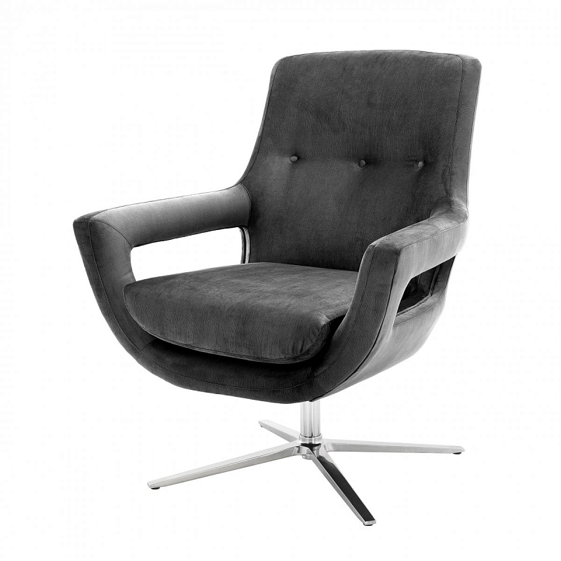 Кресло Eichholtz Swivel Chair Flavio Grey Никель Серый Кресло Eichholtz Swivel Chair Flavio Grey Никель Серый в Кирове | Loft Concept