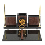 Настольный письменный набор из камня лемезит с гербом России Royal Accessory варинант исполнения - 1 | Loft Concept в Кирове