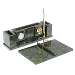 Настольный письменный набор из змеевика с подставкой под календарь и часами Successful Leader варинант исполнения - 2 | Loft Concept в Кирове