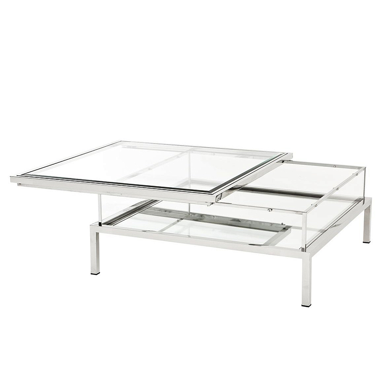 Журнальный стол Eichholtz Coffee Table Harvey Нержавеющая сталь Прозрачное Стекло Журнальный стол Eichholtz Coffee Table Harvey Нержавеющая сталь Прозрачное Стекло в Кирове | Loft Concept