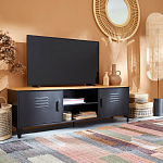 ТВ-тумба из металла и столешницей из массива дуба Metal Wood TV-Stand варинант исполнения - 6 | Loft Concept в Кирове