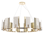 Люстра подвесная круглая с прямоугольными мраморными и золотистыми панелями на металлическом каркасе Диаметр 118 см Marble square Chandelier варинант исполнения - 1 | Loft Concept в Кирове