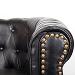 Кресло кожаное с мягкими подлокотниками на 4-х деревянных ножках Logan Leather Armchair black варинант исполнения - 4 | Loft Concept в Кирове