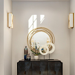 Золотое настенное круглое зеркало Golden Orbit варинант исполнения - 2 | Loft Concept в Кирове