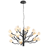 Люстра подвесная черного цвета с ветвями и белыми фарфоровыми цветами Floralis варинант исполнения - 8 | Loft Concept в Кирове