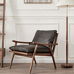 Кресло c каркасом из массива дерева и мягкой кожаной обивкой Walnut Armchair варинант исполнения - 11 | Loft Concept в Кирове