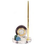 Часы настольные с шариковой металлической ручкой из натурального камня Stone Clock варинант исполнения - 1 | Loft Concept в Кирове