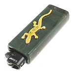 Зажигалка газовая из натурального камня Офиокальцит с декоративной металлической вставкой в виде ящерицы Metal Stone Lighters варинант исполнения - 2 | Loft Concept в Кирове