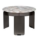 Столик журнальный с круглой мраморной столешницей на трех опорах Marble Stone Drawing варинант исполнения - 1 | Loft Concept в Кирове