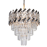 Люстра многоярусная с переплетенными металлическими элементами черного и золотого цвета и прозрачными хрустальными подвесками Empire Chandelier Crystal варинант исполнения - 1 | Loft Concept в Кирове