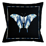 Подушка декоративная бабочка с синим узором Ikat Pattern варинант исполнения - 1 | Loft Concept в Кирове