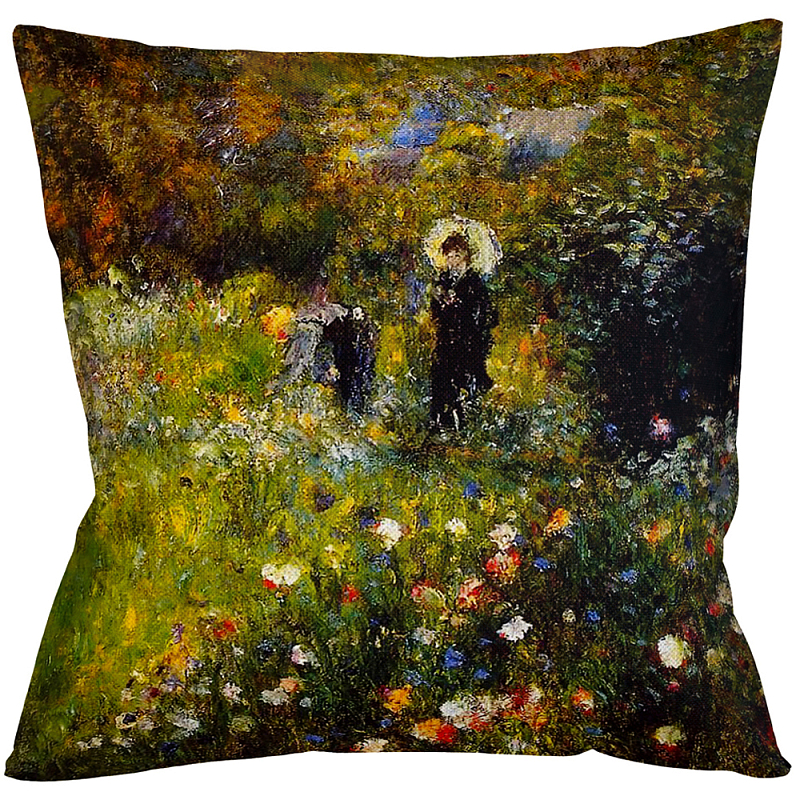 Подушка декоративная с цветочным принтом Impressionism in Color Мульти Бежевый Подушка декоративная с цветочным принтом Impressionism in Color Мульти Бежевый в Кирове | Loft Concept