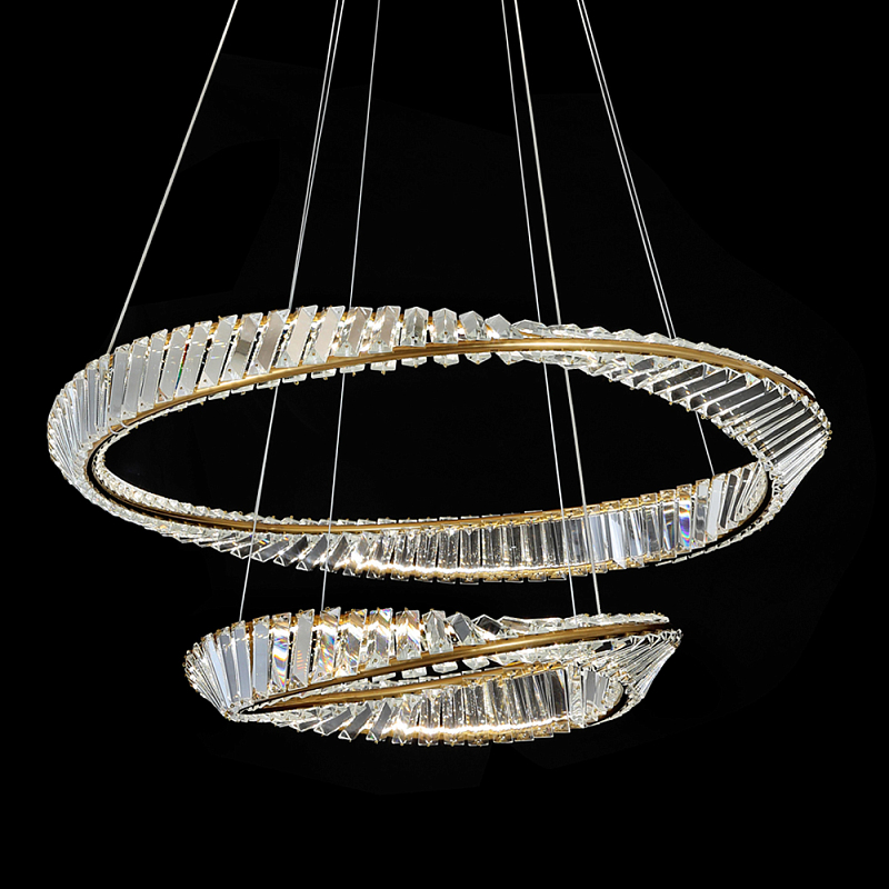 Люстра подвесная из 2-х колец Round Air Chandelier Бронза Прозрачный Люстра подвесная из 2-х колец Round Air Chandelier Бронза Прозрачный в Кирове | Loft Concept