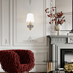 Бра с белым текстильным абажуром и фигурным основанием с зеркальной вставкой Vitorino варинант исполнения - 7 | Loft Concept в Кирове