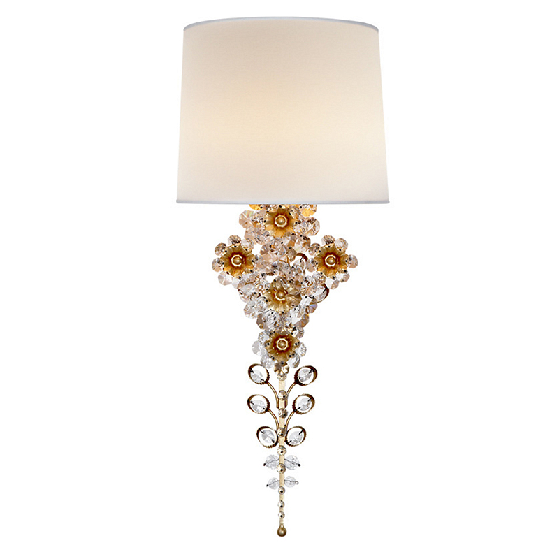 Бра с цветочным основанием и тканевым абажуром Tugella Flower Lamp Серебряный Латунь Прозрачный в Кирове | Loft Concept 