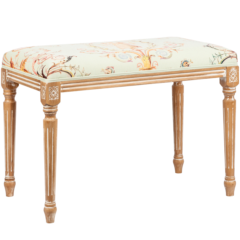 Банкетка из массива бука светло-зеленая с растительным орнаментом Raffael Angel Floral Banquette Салатовый Мульти Светлый дуб Банкетка из массива бука светло-зеленая с растительным орнаментом Raffael Angel Floral Banquette Салатовый Мульти Светлый дуб в Кирове | Loft Concept