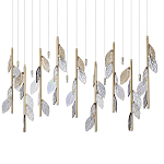 Люстра с золотистыми трубками и прозрачными стеклянными листьями на подвесах Sylva  варинант исполнения - 1 | Loft Concept в Кирове