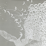 Обои ручная роспись в стиле Арт-деко Whistler Peacocks Special Colourway on Pale Grey dyed silk варинант исполнения - 2 | Loft Concept в Кирове