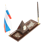 Настольный письменный набор с часами в виде пирамиды из природного камня обсидиана Pyramid of Time варинант исполнения - 2 | Loft Concept в Кирове