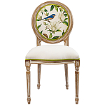 Стул бежевый из натурального бука с изображением птиц и цветов Blooming Blue Birds варинант исполнения - 1 | Loft Concept в Кирове