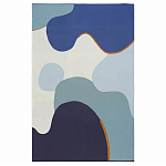 Плед из хлопка синего цвета с абстрактным принтом Elysian Flow Ocean варинант исполнения - 1 | Loft Concept в Кирове