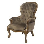 Кресло с мягкой обивкой из коричневого велюра на 4-х деревянных ножках Evelyn Classical Armchair варинант исполнения - 3 | Loft Concept в Кирове