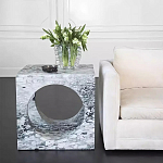 Дизайнерский журнальный стол квадратной формы с круглой нишей Guxawar варинант исполнения - 1 | Loft Concept в Кирове