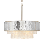 Люстра круглая с подвесками из текстурированного стекла молочного цвета Hinkley варинант исполнения - 1 | Loft Concept в Кирове