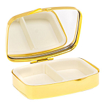 Таблетница карманная прямоугольная с 2-мя отделениями с зеркалом и накладкой из натурального камня Авантюрин Gold Stone Pillboxes варинант исполнения - 3 | Loft Concept в Кирове