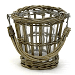 Кашпо стеклянное в плетёной корзине Timber варинант исполнения - 2 | Loft Concept в Кирове