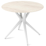 Стол обеденный с круглой столешницей из керамики на четырех белых ножках Sand Ceramics варинант исполнения - 2 | Loft Concept в Кирове