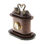 Часы настольные из натурального камня с декором в виде двух лебедей Swans Stone Clock варинант исполнения - 6 | Loft Concept в Кирове