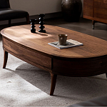 Кофейный стол овальный из дерева с 2-мя ящиками Coffee Walnut Table варинант исполнения - 3 | Loft Concept в Кирове