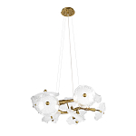 Люстра подвесная круглая с ветвистыми бронзовыми элементами и стеклянными рифлеными дисками Textured Glass Chandelier варинант исполнения - 3 | Loft Concept в Кирове