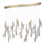 Люстра с золотистыми трубками и прозрачными стеклянными листьями на подвесах Sylva  варинант исполнения - 2 | Loft Concept в Кирове