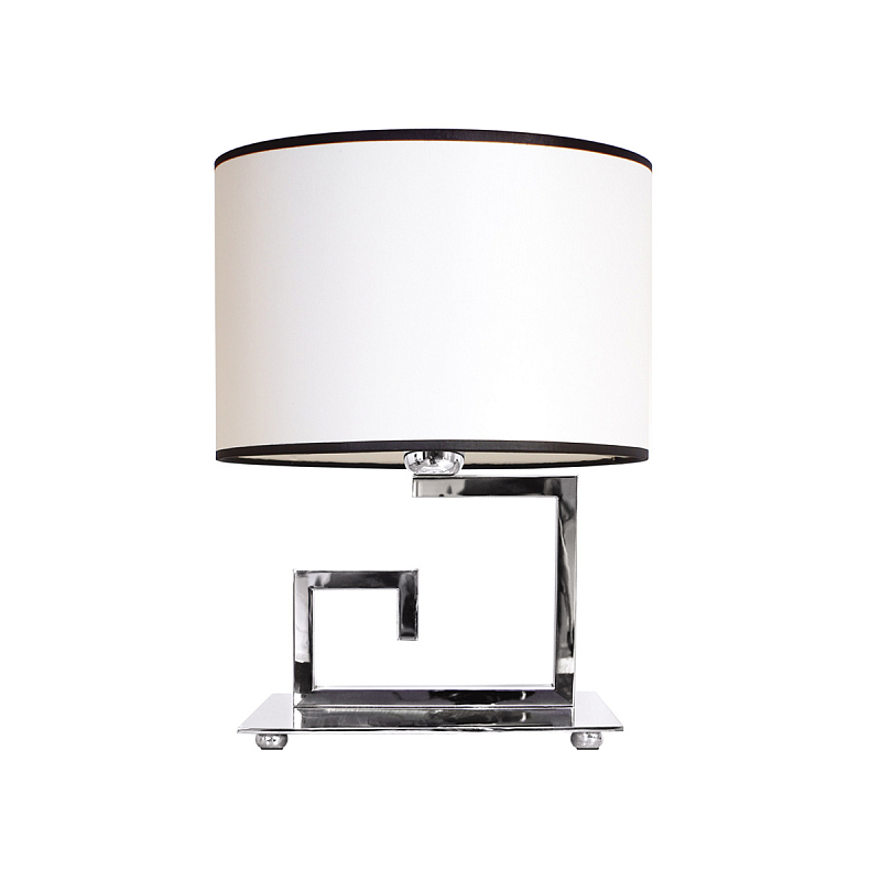 Настольная лампа с белым цилиндрическим абажуром с темной окантовкой Natural Concepts Черный Бежевый Хром в Кирове | Loft Concept 