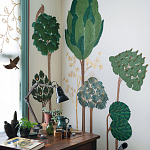 Обои ручная роспись Mughal Trees Original colourway on linen варинант исполнения - 1 | Loft Concept в Кирове