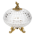 Конфетница прозрачная стеклянная на бронзовых ножках в виде морских коньков с крышкой в виде ракушки Eden Garden варинант исполнения - 1 | Loft Concept в Кирове
